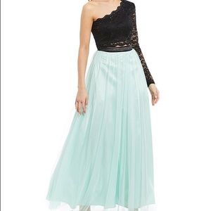 Prom dress mint green/black two piece one sleeve